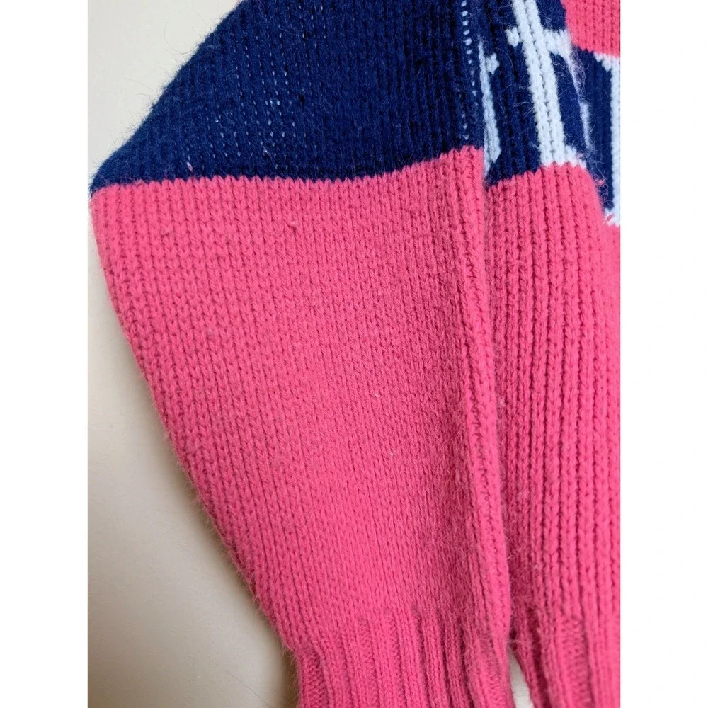 Vintage Okie Dokie Spellout Logo Knit Sweater Pink Stripe 80s Girls Size 3T